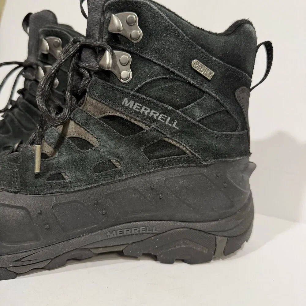 Merrell Mens Moab Polar Boot Size 10 Waterproof Black Leather Hiking Insulated